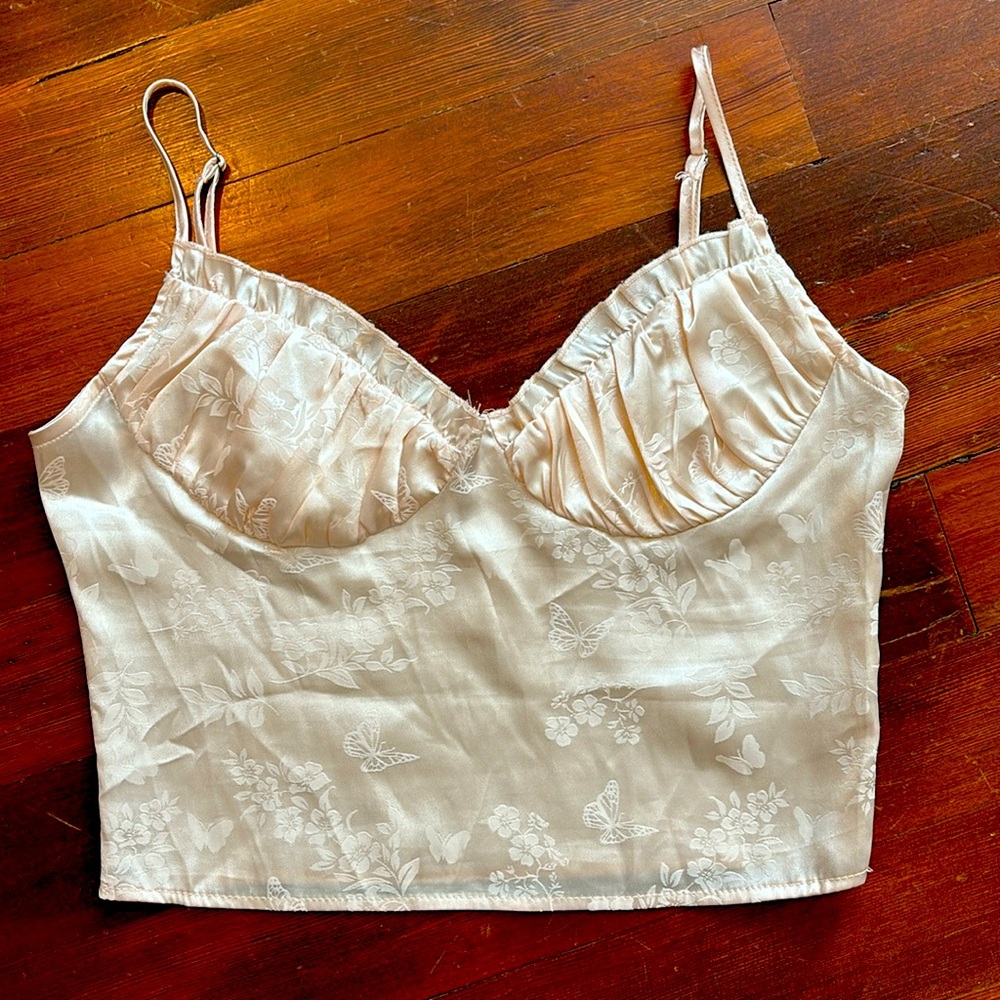 Lottie Moss By PacSun Satin Corset Flower and Butterfly Printed Camisole Medium